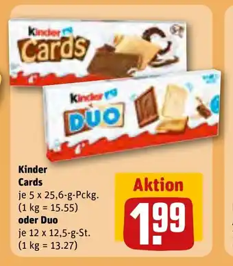 REWE Kinder Cards je 5 x 25,6-g-Pckg. oder Duo je 12 x 12,5-g-Pckg Angebot