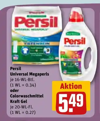 REWE Persil Universal Megaperls je 16-WL-Btl. oder Colorwaschmittel Kraft Gel je 20-WL-Btl. Angebot