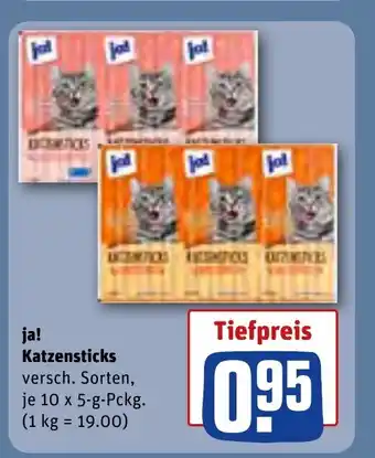 REWE ja! Katzensticks versch. Sorten, je 10 x 5 g Angebot