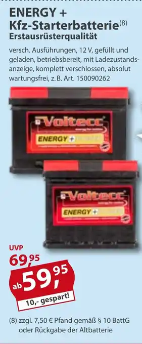 Sonderpreis Baumarkt Voltecc ENERGY + Kfz-Starterbatterie  Erstausrüsterqualität Angebot