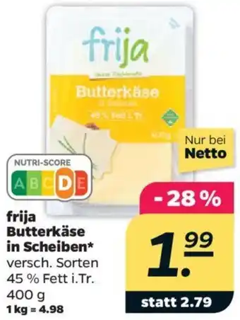 NETTO frija Butterkäse in Scheiben 400 g Angebot