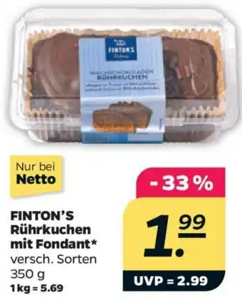 NETTO FINTON'S Rührkuchen mit Fondant 350 g Angebot