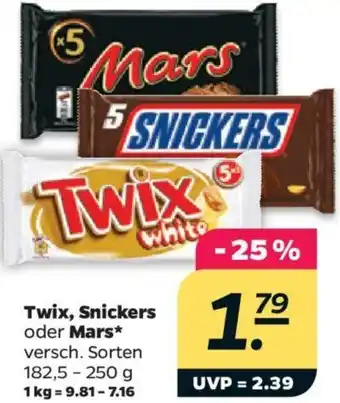 NETTO Twix, Snickers oder Mars 182,5-250 g Angebot