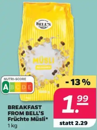 NETTO BREAKFAST FROM BELL'S Früchte Müsli 1 kg Angebot