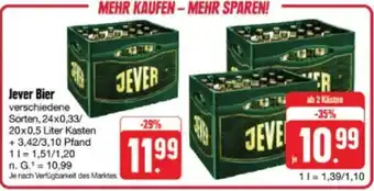 nah & gut Jever Bier verschiedene Sorten, 24x0,33/ 20x0,5 Liter Angebot