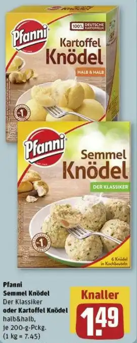 REWE Pfanni Semmel Knödel oder Kartoffel Knödel 200 g Pckg. Angebot