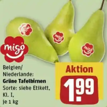 REWE Migo Grüne Tafelbirnen 1 kg Angebot