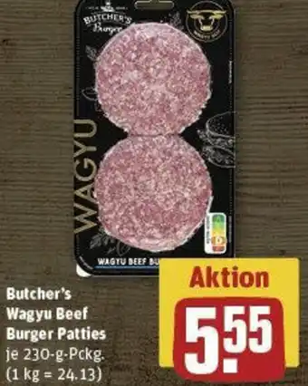 REWE Butcher's Wagyu Beef Burger Patties 230 g Pckg. Angebot