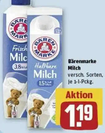 REWE Bärenmarke Milch 1-l-Pckg. Angebot