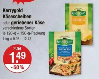 V Markt Kerrygold Käsescheiben oder geriebener Käse je 120-g-150-g-Packung Angebot