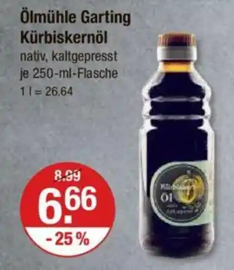 V Markt Ölmühle Garting Kürbiskernöl nativ, kaltgepresst je 250-ml-Flasche Angebot