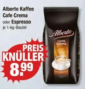 V Markt Alberto Kaffee Cafe Crema oder Espresso je 1-kg-Beutel Angebot