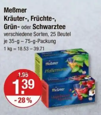 V Markt Meßmer Kräuter-, Früchte-, Grün- oder Schwarztee je 35-g -75-g-Packung Angebot