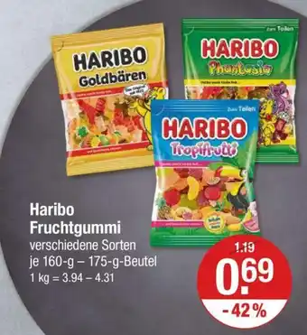 V Markt Haribo Fruchtgummi verschiedene Sorten je 160-g-175-g-Beutel Angebot