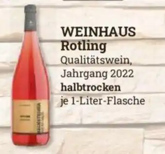 V Markt WEINHAUS Rotling Qualitätswein, Jahrgang 2022 halbtrocken je 1-Liter-Flasche Angebot