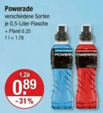 V Markt Powerade verschiedene Sorten je 0,5-Liter-Flasche Angebot