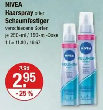 V Markt NIVEA Haarspray oder Schaumfestiger je 250-ml / 150-ml-Dose Angebot