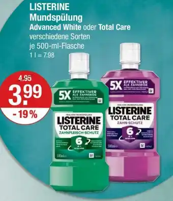 V Markt LISTERINE Mundspülung Advanced White oder Total Care 500ml Angebot