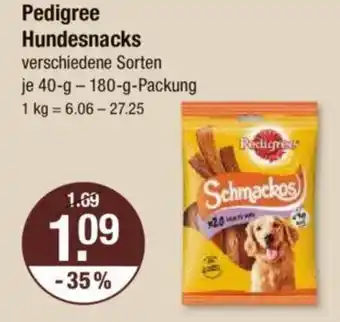 V Markt Pedigree Hundesnacks je 40-g-180-g-Packung Angebot