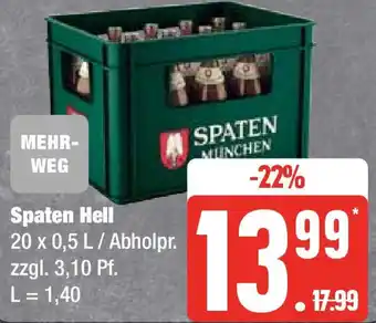 Edeka Spaten Hell 20 x 0,5 L Angebot