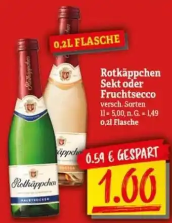 NP Discount Rotkäppchen Sekt oder Fruchtsecco 0,2 L Flasche Angebot