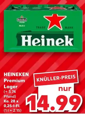 Kaufland HEINEKEN Premium Lager Ka. 28 x 0,25-L-FI. Angebot