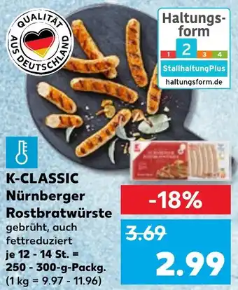 Kaufland K-CLASSIC Nürnberger Rostbratwürste 250-300 g Packg. Angebot