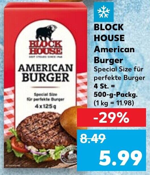 BLOCK HOUSE American Burger 500 g Packg. Angebot bei Kaufland