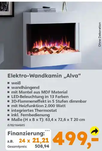 Globus Baumarkt Elektro-Wandkamin ,,Alva" Angebot