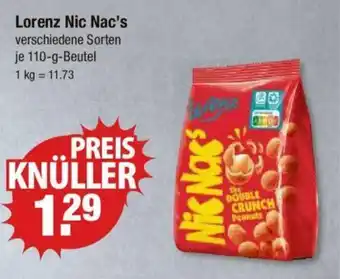 V Markt Lorenz Nic Nac's verschiedene Sorten je 110-g-Beutel Angebot