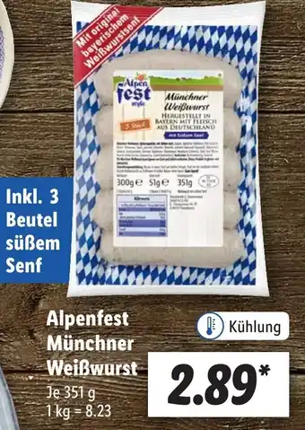 Lidl Alpenfest Münchner Weißwurst 351 g Angebot