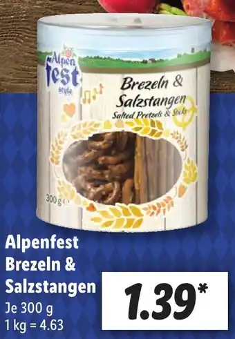 Lidl Alpenfest Brezeln & Salzstangen 300 g Angebot