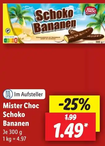 Lidl Mister Choc Schoko Bananen 300 g Angebot