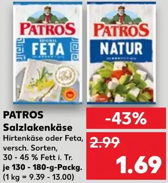 Kaufland PATROS Salzlakenkäse 130-180 g Packg. Angebot