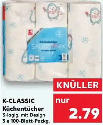 Kaufland K-CLASSIC Küchentücher 3 x 100-Blatt-Packg. Angebot