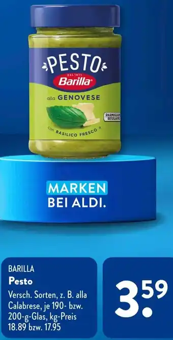 Aldi Süd BARILLA Pesto 190-200 g Glas Angebot