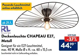 Aldi Süd RL Deckenleuchte CHAPEAU E27, Metall Angebot