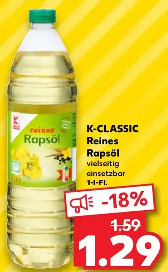 Kaufland K-CLASSIC Reines Rapsöl 1 L-Fl. Angebot