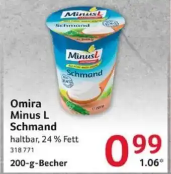 Selgros Omira Minus L Schmand haltbar, 24% Fett  200-g-Becher Angebot