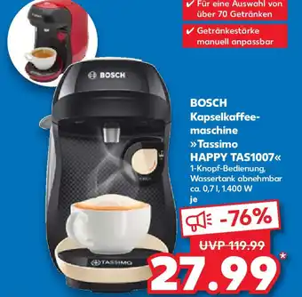 Kaufland BOSCH Kapselkaffeemaschine Tassimo HAPPY TAS1007 Angebot