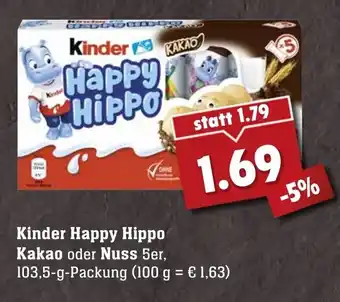 Edeka Neukauf Kinder Happy Hippo Kakao oder Nuss 103,5g Angebot