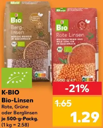 Kaufland K-BIO Bio-Linsen 500 g Packg. Angebot