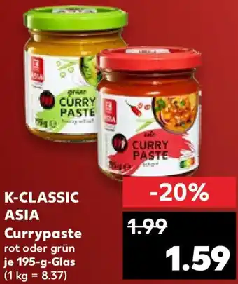 Kaufland K-CLASSIC ASIA Currypaste 195 g Glas Angebot