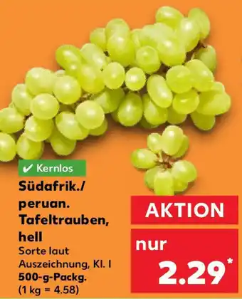 Kaufland Südafrik./ peruan. Tafeltrauben, hell 500 g Packg. Angebot