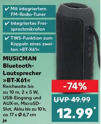 Kaufland MUSICMAN Bluetooth Lautsprecher »BT-X61« Angebot