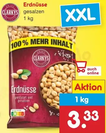 Netto Marken-Discount CLARKYS Erdnüsse 1 kg Angebot