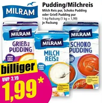 Norma MILRAM Pudding/Milchreis 1 kg Packung Angebot