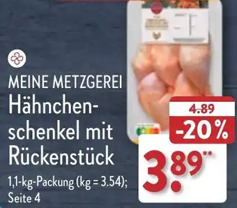 Aldi Nord MEINE METZGEREI Hähnchenschenkel mit Rückenstück 1,1 kg Packung Angebot