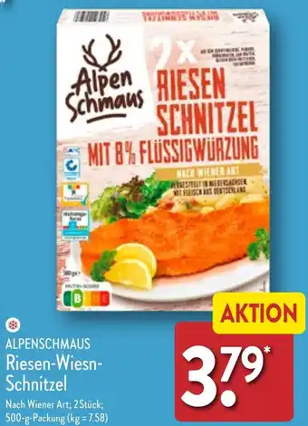 Aldi Nord ALPENSCHMAUS Riesen-Wiesn Schnitzel 500 g Packung Angebot