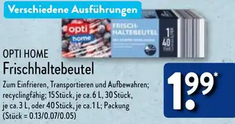 Aldi Nord OPTI HOME Frischhaltebeutel Angebot